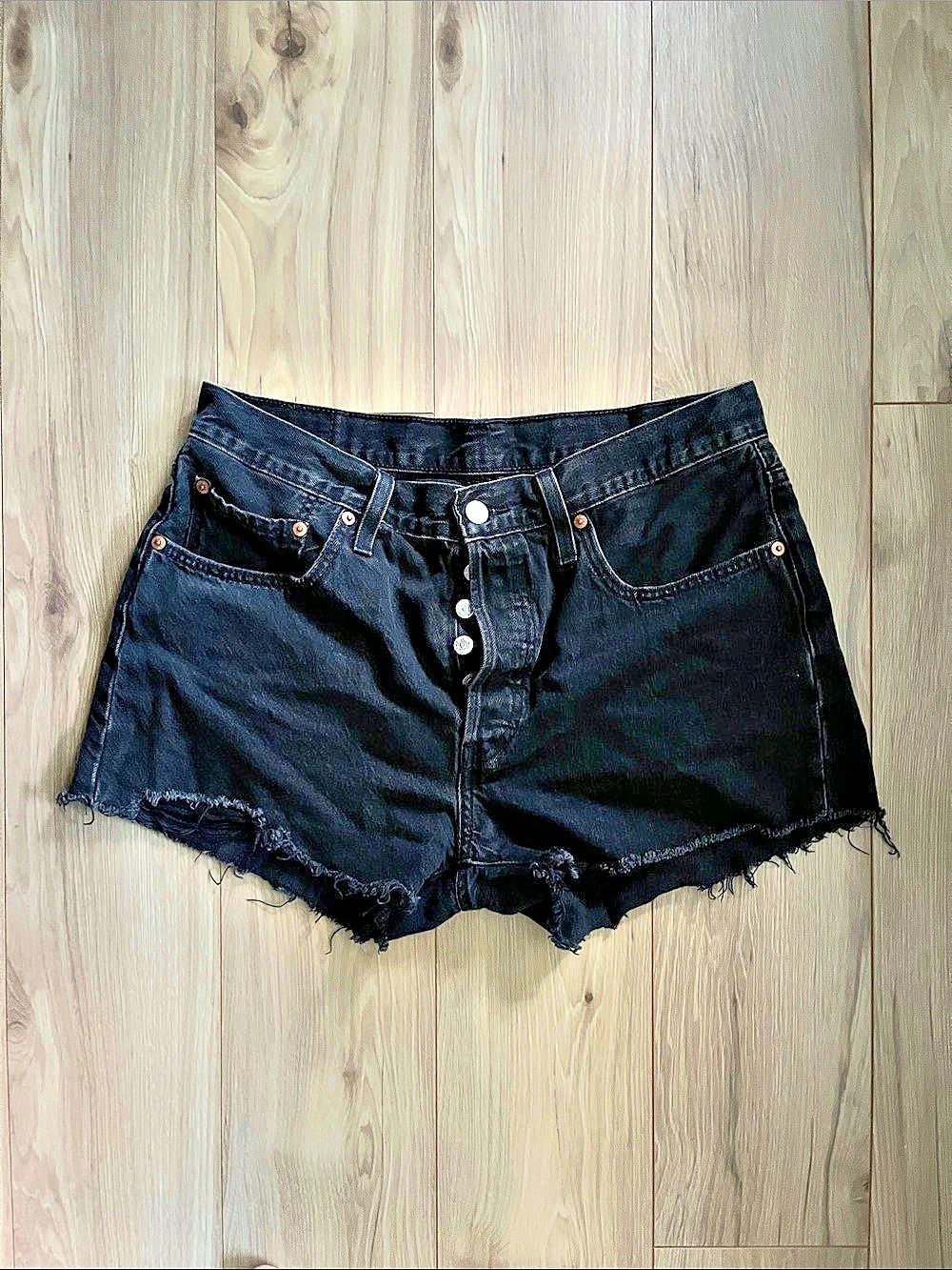 Levi's 501 Black Denim Cutoff Shorts Waist 31